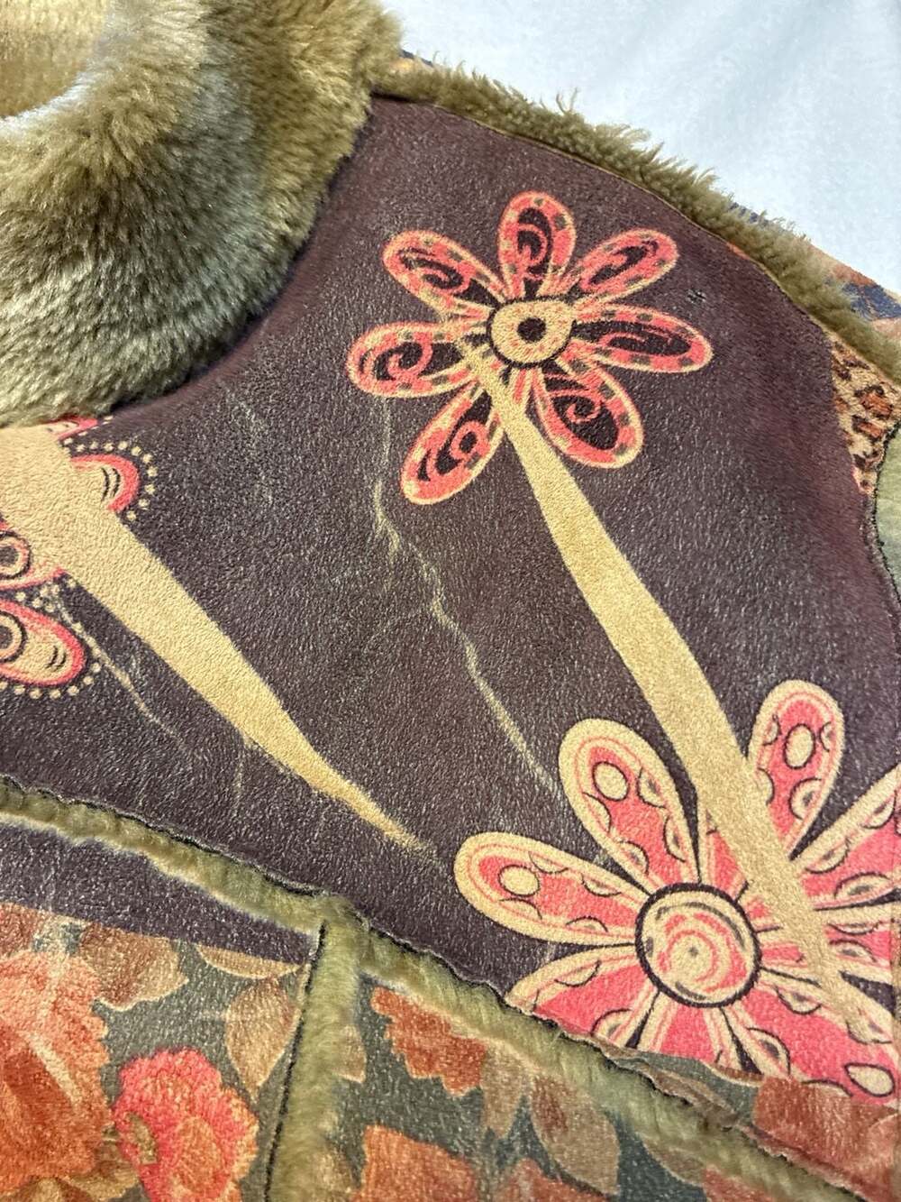 Coldwater Creek Patchwork Faux Suede Fur Lined Jacket Size 2X - Picture 7 of 16